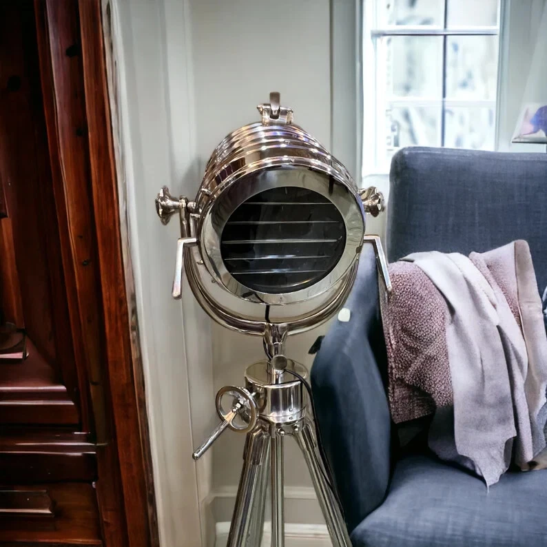 Foco Náutico Cromo Lámpara de Pie - Proyector de Señal Marina con Trípode de Metal Foto 3 de 4