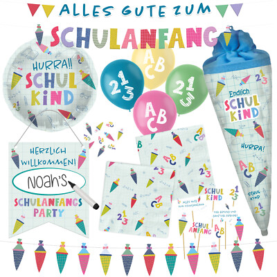 SCHULANFANG Geschirr Deko Einschulung Schulstart Schule Schulkind ABC Schultüte