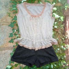 Vintage XL Floral Cottagecore Lace Detail Blouse