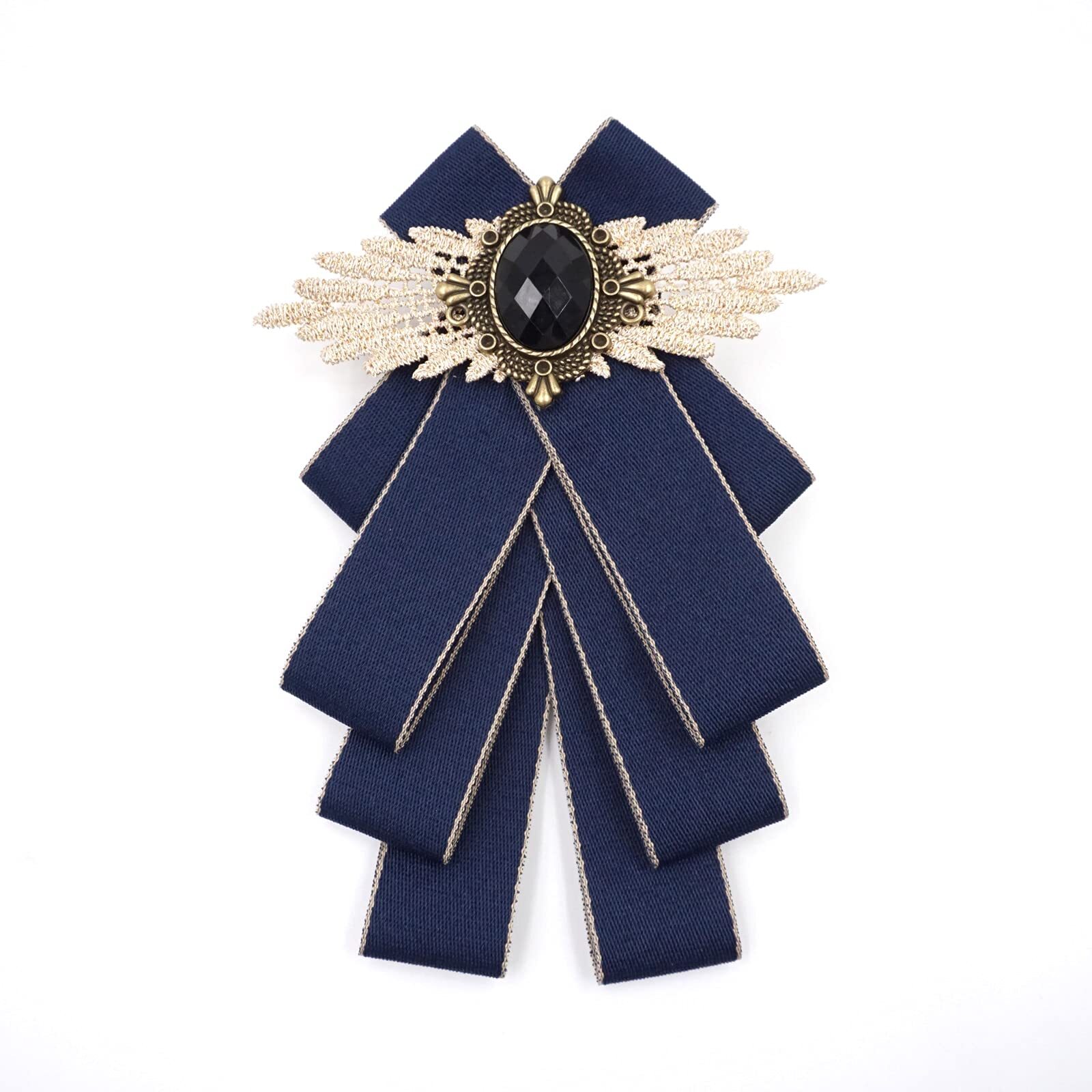 Blue Bow Brooch Pins For Women Christmas Self Tie Bow Brooch Jabot Collar Fashio