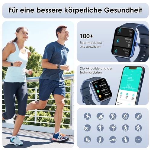 Smartwatch Herren Damen Fitnessuhr Armbanduhr mit Pulsmesser Schrittzähler Uhr - Bild 5 von 13