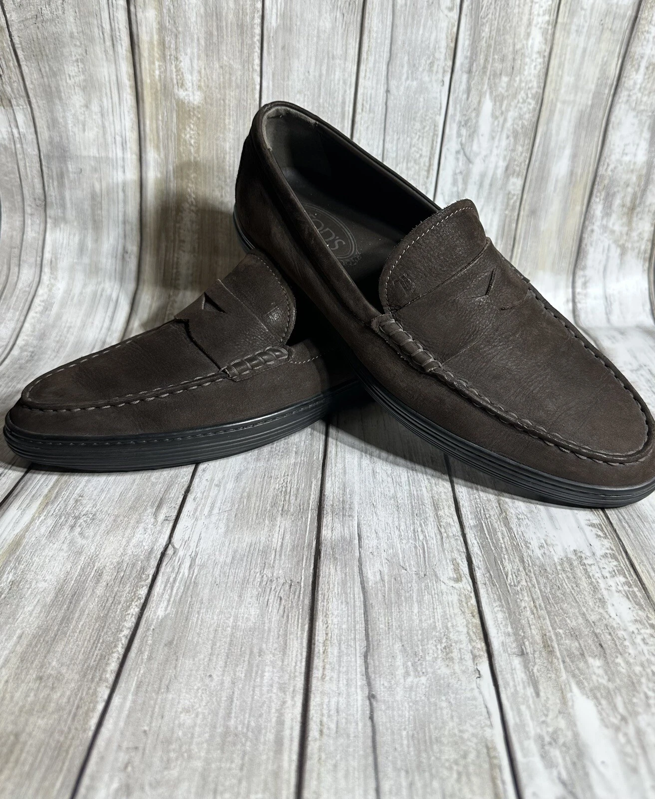 TOD’S Mocassini scarpe da uomo Tod's taglia 8 (US) 41 (UE) marroni guidatori pelle scamosciata