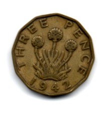 UK 1942,  Uncrowned King George VI, 3-headed 'thrift' plant, 3P, accept offers