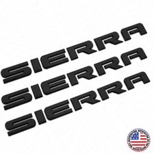 3x GMC 07-20 Sierra Front Door Tailgate Badge Emblem Nameplate - Gloss Black