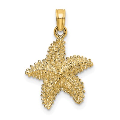 10K Yellow Gold Starfish W/ Beaded Texture Pendant