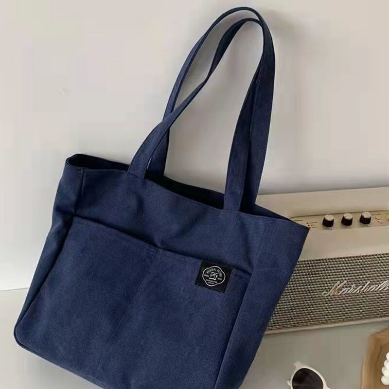 Large Capacity Shopping Bags Woman Black Canvas Tote Bag High-End Versatile Shoulder Bag