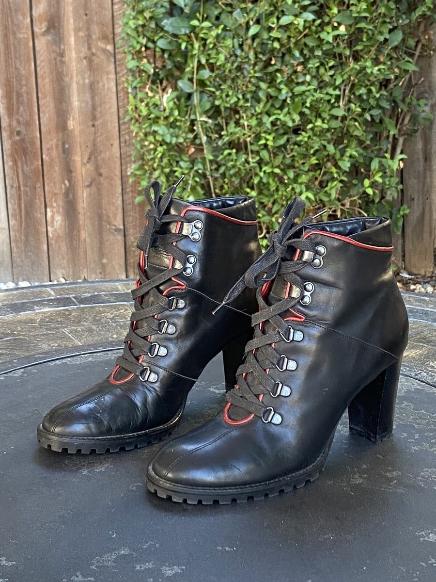 Coach Black Leather Ankle High Heel Boots Women’s Size B Made In Italy