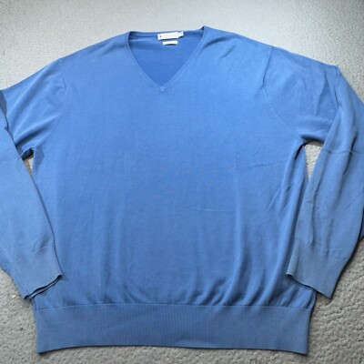 Peter Millar Sweater Men Large Blue V Neck Knit Lightweight Golf Pullover  Casual