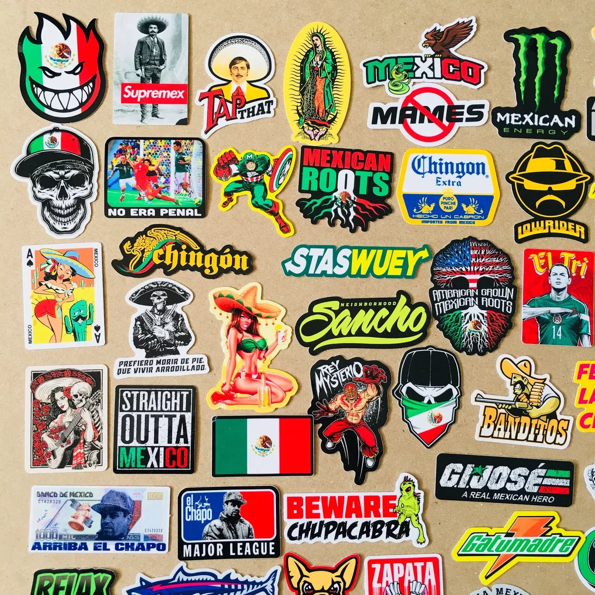 100pcs Mexican Hardhat Stickers, Funny Vinyl Mexico Tool Box Stickers,  Design for Helmet Hood Laptop Water Bottle, Mexico Pride Patriotic Decals  for