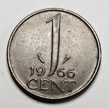 1966 Netherlands 1 One Cent - Bronze Coin - Dutch - World Coin - Europe