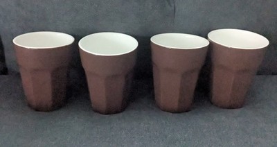 ASA Selection Germany Brown Ceramic Tumblers Caffe Ti Amo 8oz Fluted Set Of 4