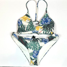 Hurley Womens MED Lanai Hawaiian Floral Reversible Surf Bikini Bathing Suit NEW