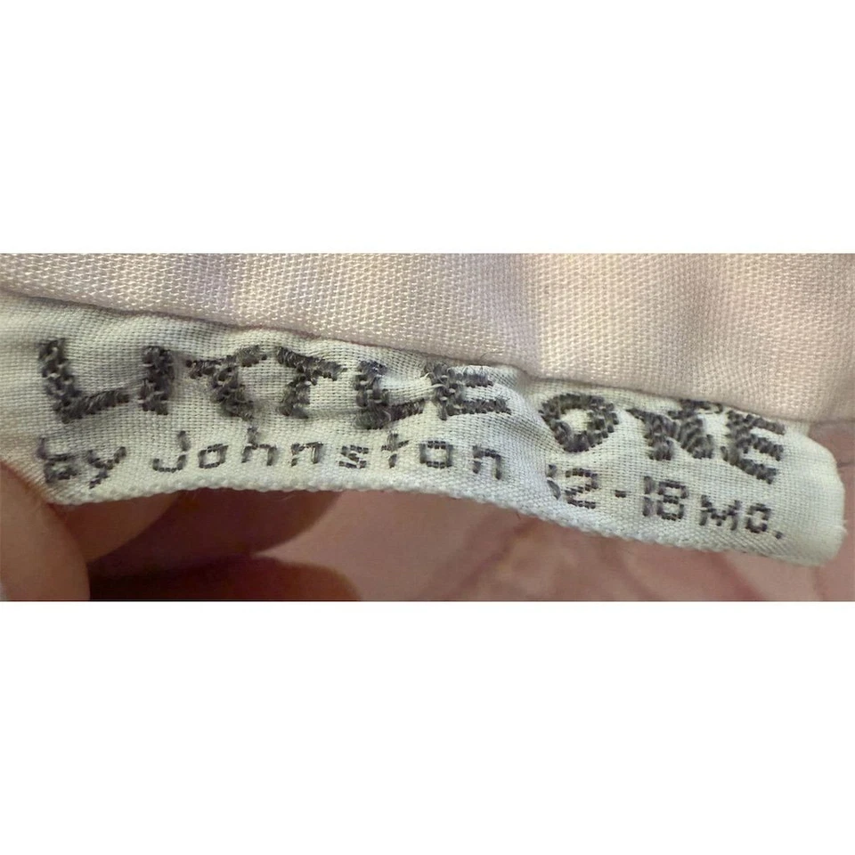 Vestido de bebé vintage Little One rosa 12-18M ribete de encaje formal línea A encaje pin tuck Foto 2 de 4