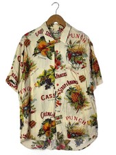 JAMS WORLD Aloha Shirt, Size L, Rayon, Beige, All-over print