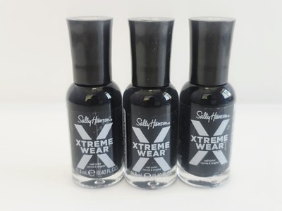 Sally Hansen Hard As Nails Xtreme Wear Nail Polish 629 Black Out. QTY:3