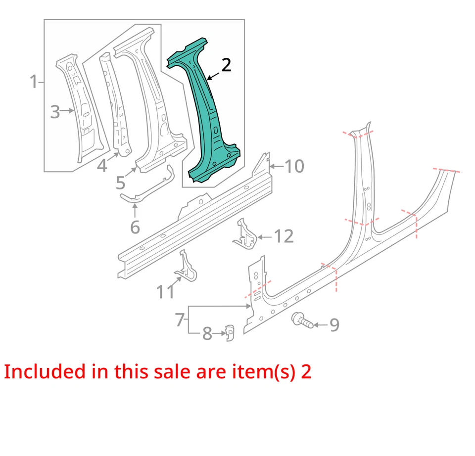 2017 - 2018 AUDI RS3 8VM OEM RIGHT CENTER PILLAR *STRUCTURE CUT* Foto 3 de 4