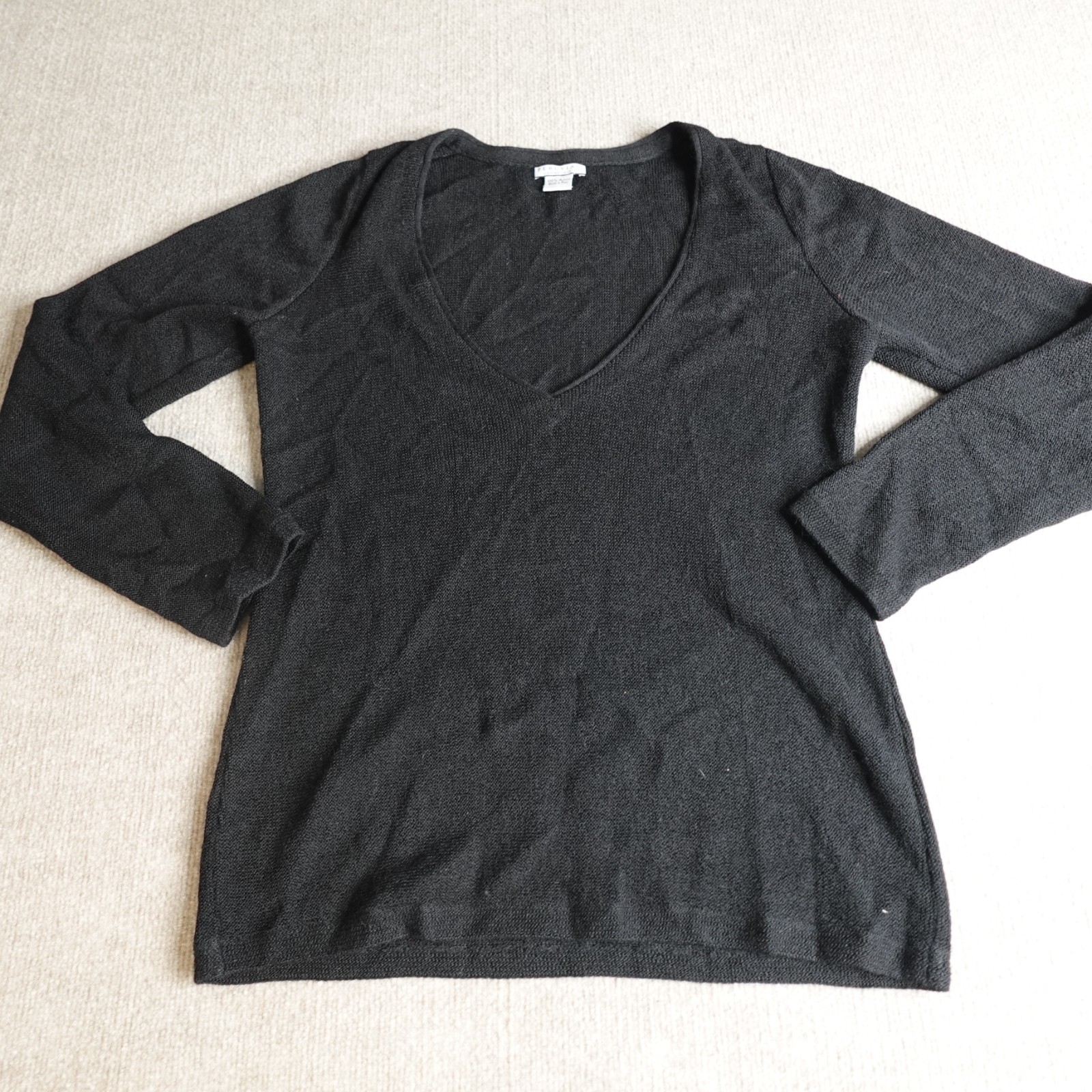 Peruvian Connection Womens Sweater Medium Black V-Neck 100% Alpaca