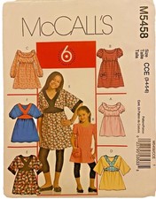 #M5458 McCalls Childrens and Girls Dresses Sewing Pattern Size 3-6