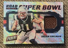 JULIAN EDELMAN 2017 Panini Day SSP Road to the SuperBowl /10 GAME USED BALL READ