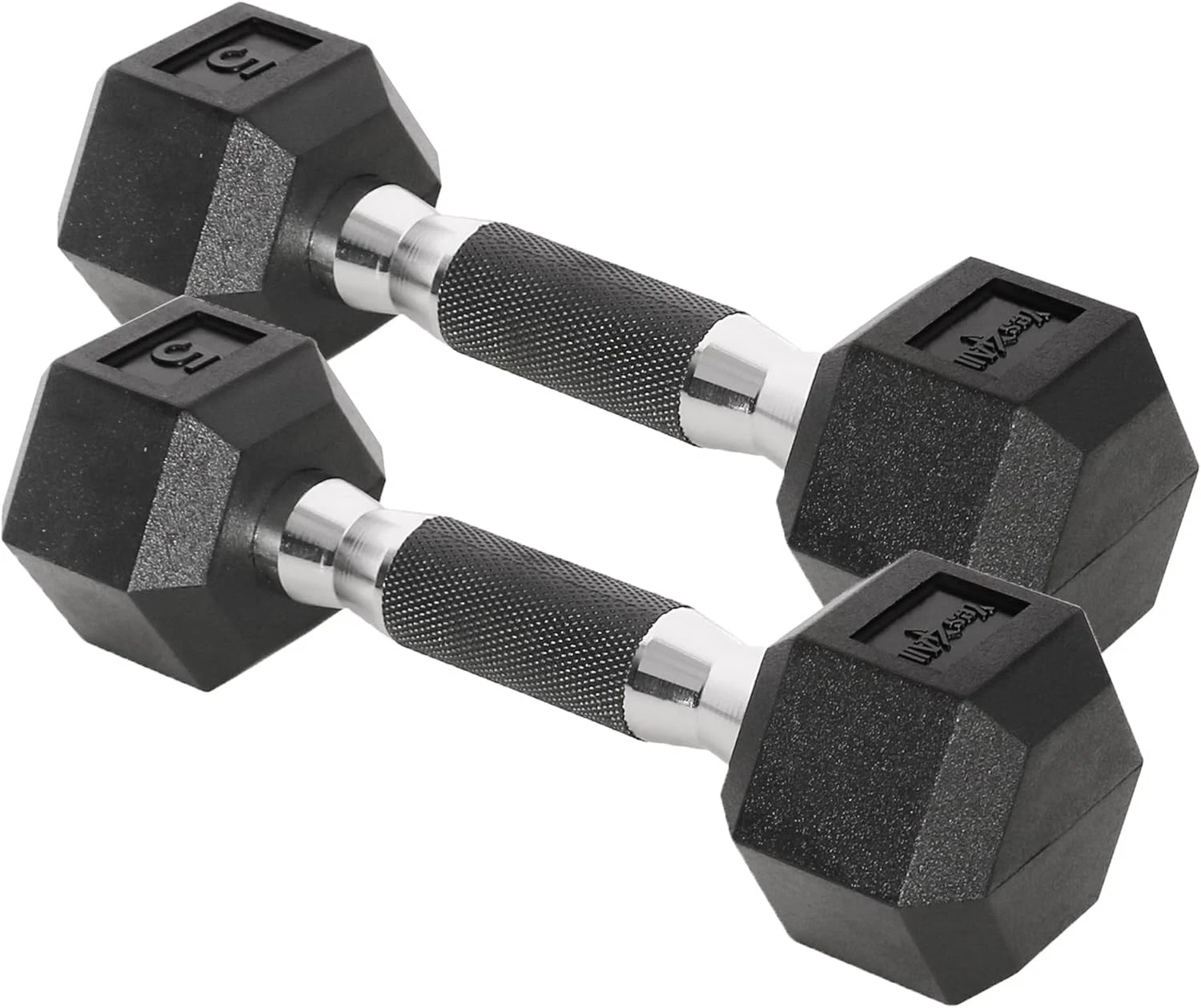 Chrome/Rubber Grip Encased Hex Dumbbells Hand Weights W/ Anti-Slip 5LBS