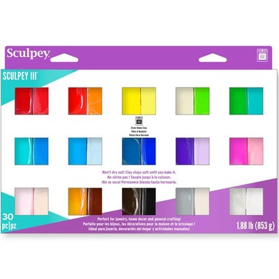 III Polymer Clay Sampler Pack  30 1oz  Oven Bake Clay, 30 Colors, Non, Sculpt...