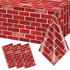 3 Pack 108x54 inch Red Brick Tablecloth,Brick Wrapping Wallpaper Backdrop Dis...