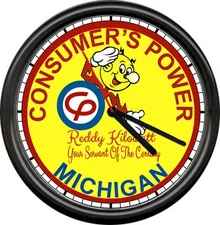 Reddy Kilowatt Electrician Utility Consumer's Power Michigan Sign Wall Clock