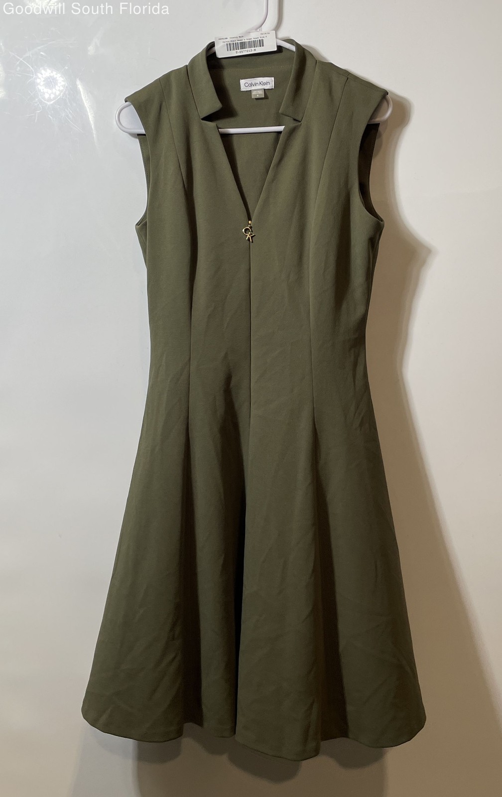 Calvin Klein Womens Green Sleeveless Fit & Flare Dress Size 6