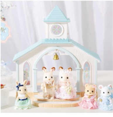 Calico Critters Sylvanian families Sky Blue Wedding Chapel Doll House NIB