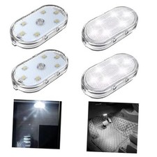 4PCS Wireless Car Interior LED Lights USB Rechargeable Car LED 4 Pcs White