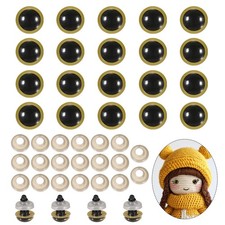 12mm Safety Eyes, 20Pcs Realistic Doll Crocheting Safety Eyes Gold Tone