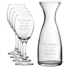 Personalised Engraved Pure Wine Glass and 1 Litre Carafe Set