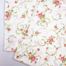 Vtg Pillowcases Pink Roses Floral 1950s Cotton Cottage PAIR Standard Romantic