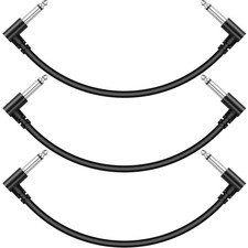 3 Pack 12 Inch Patch Cables - Black Effect Cables, Right Angle 1/4" TS Guitar...