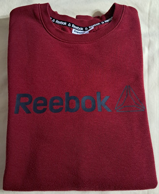 Reebok Red Fleece Pullover Sweatshirt Men's M Logo Graphic Crew Neck Long Sleeve