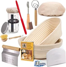 Yeast Bread Baking Supplies Starter Kit, Oval Leavening Basket