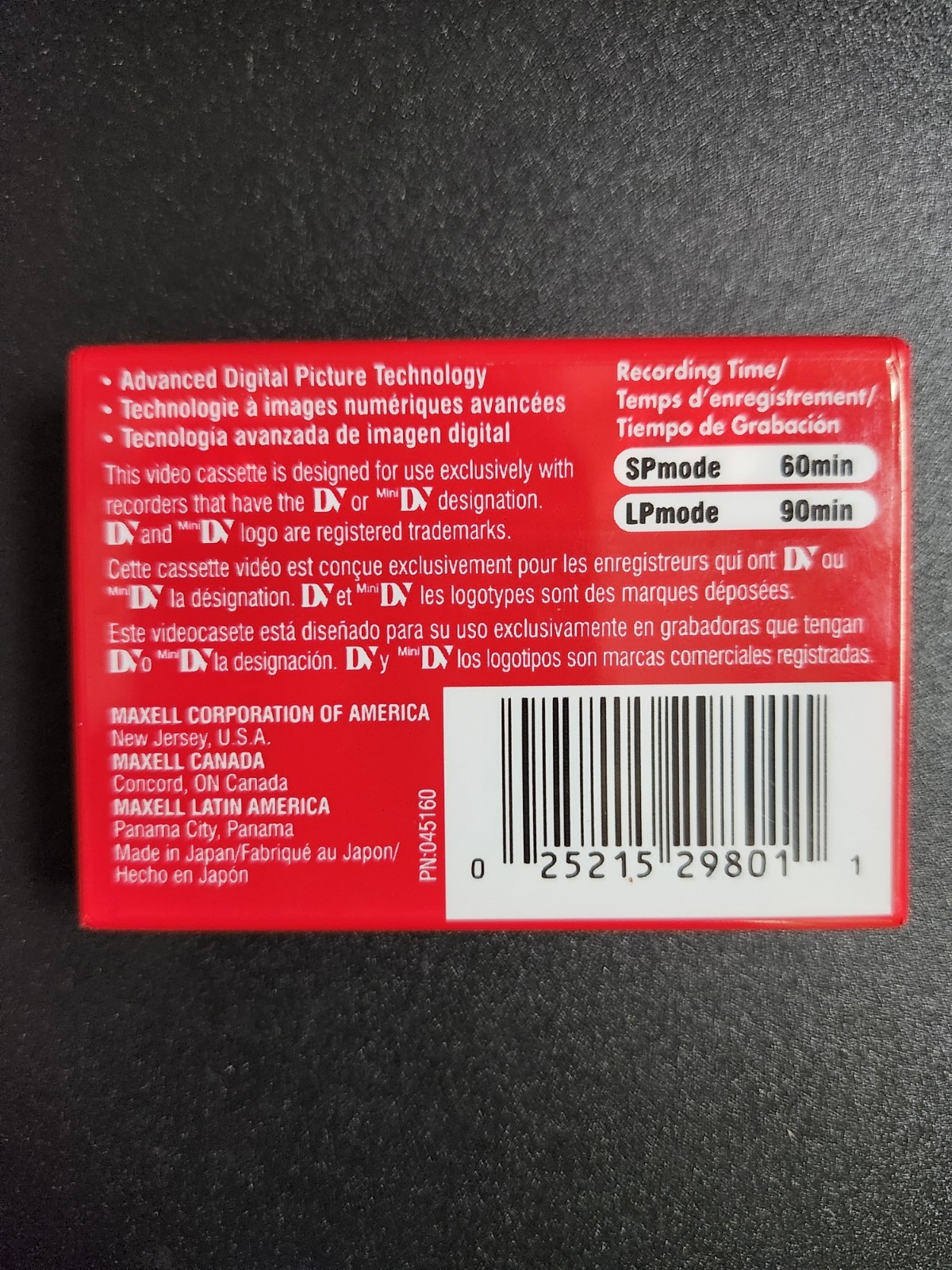 Maxwell Mini DV Digital Video Cassette 60 Min SP 90 Min LP DVM60SE New