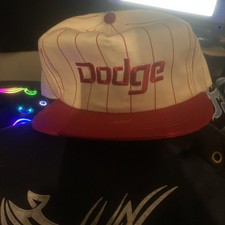 Vintage Dodge Snapback Hat Cap One Size Fits All Red Stripe White MADE IN USA