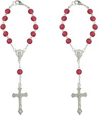 2PCS Car Rosary for Rearview Mirrors, Cross for Car Mirror Hanging Color: Red
