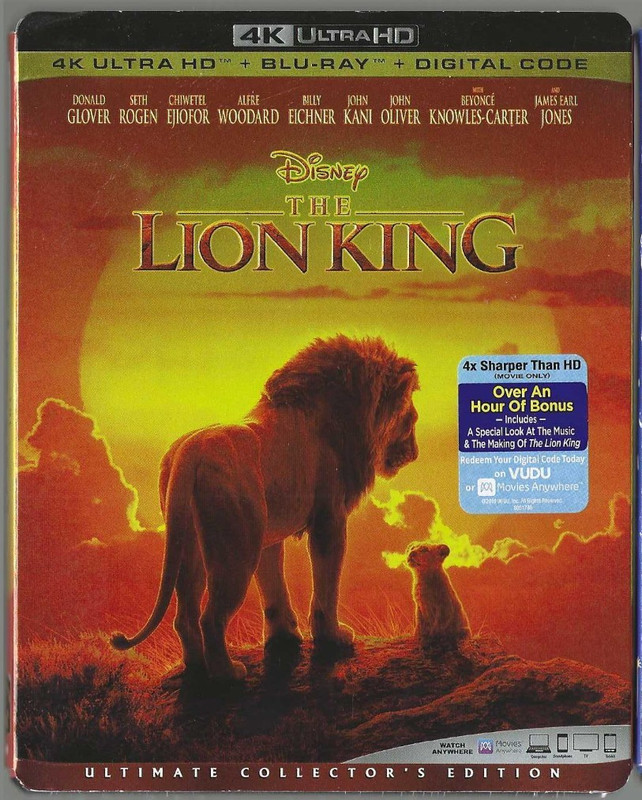 The Lion King NEW Ultra HD +Blu-ray with slipcover