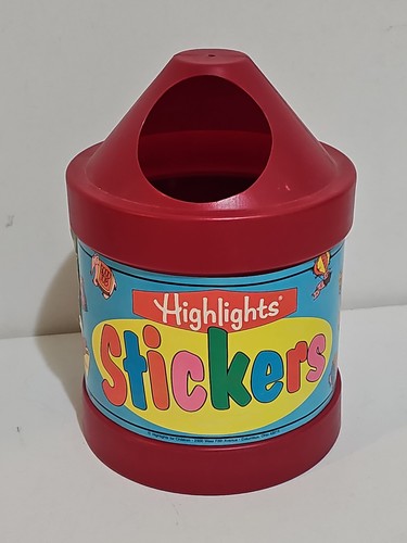 Vtg Teacher Sticker Station Container Highlights Approx 2 Lbs Of Stickers Red