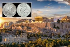 MIRROR FINISH Greece 20 Drachma - 29mm Nickel Coin - 1973 Athena - Authentic