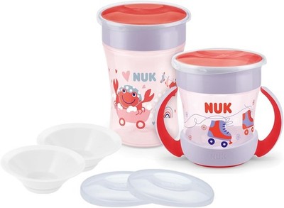 NUK Magic Duo Set Rot   2x Cups 2022 + Zubehör, BPA-frei, ab 8 Monate
