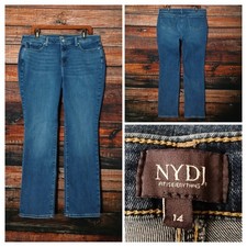 NYDJ Jeans Size 14 Sheri Slim Straight Mid Rise Blue Denim Stretch