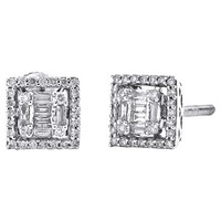 JFL Diamonds 14K WeißGold Diamant Halo Ohrstecker 7,60Mm 0,50 Ct