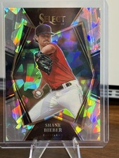 Shane Bieber 2022 Select Premier Level Cracked Ice Prizm #11/25- Guardians