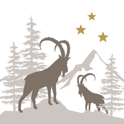 20 Servietten Winter Capricorns Steinbock Gebirge Tiere Weihnachten 33x33cm