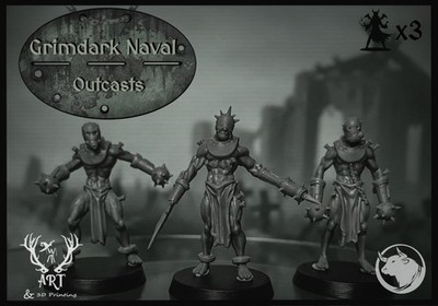 GRIMDARK NAVAL FORCE - OUTCASTS 3x - TAUROS CREATIVE - WARGAMER RESIN