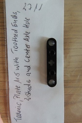 Lego 2711 Technic, Plate 1 x 5 with Toothed Ends, 2 Studs and Center Axle Hole