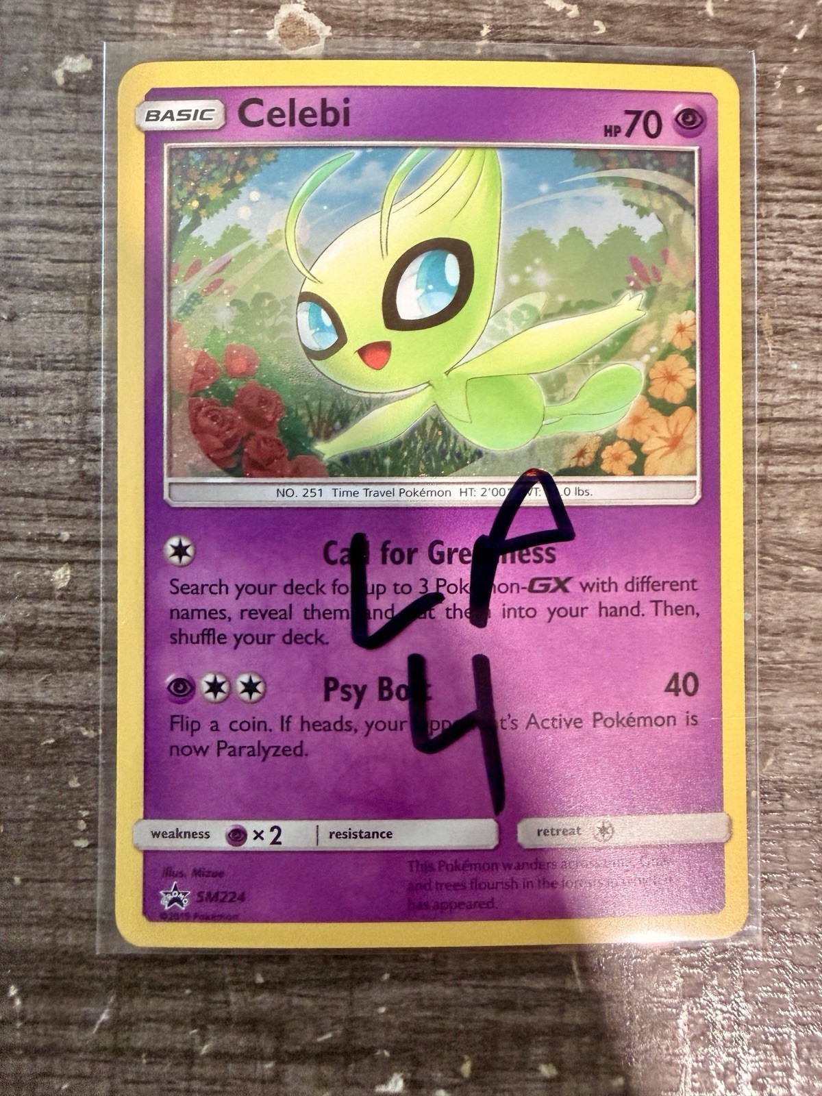 Celebi Pokémon 2019 Sun & Moon Black Star Promo SM224 Cosmos Holo LP4